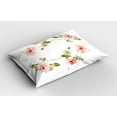thumbnail image 2 of Ambesonne Romantic Pillow Sham 2 Pack, Rose Flower Petals, 26"x20", Reseda Green Peach Coral, 2 of 3