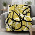 thumbnail image 2 of Yellow Geometric Blanket Soft Cozy Warm Throw Blanket for Couch, Plush Fuzzy Flannel Fleece Blankets for Sofa, Farmhouse Abstract Black White Striped Bed Blankets Lightweight Gifts for Women, 50"x80", 2 of 9