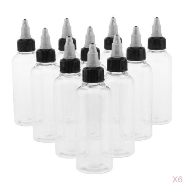 60x 100ml Botella Exprimible Vacía Con Aplicador De Punta Con Tapa Giratoria Para Sunnimix Botellas de pintura con punta