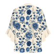 thumbnail image 5 of Pink Womens Summer Tops Womens Tops 3/4 Length Sleeves Floral Shirts Flowy Ruffle Sleeve Tops Half Button Down Shirt Summer V Neck Blouse Shirts for Women, 5 of 5