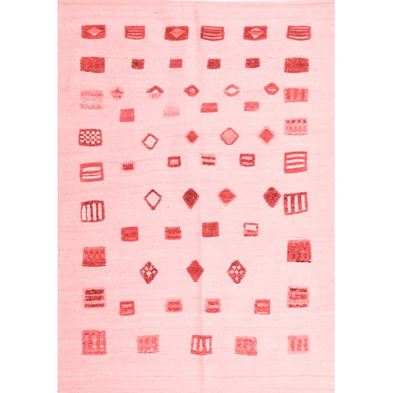 Ahgly Company Indoor Rectangle Abstract Red Contemporary Area Rugs, 7' x 9'
