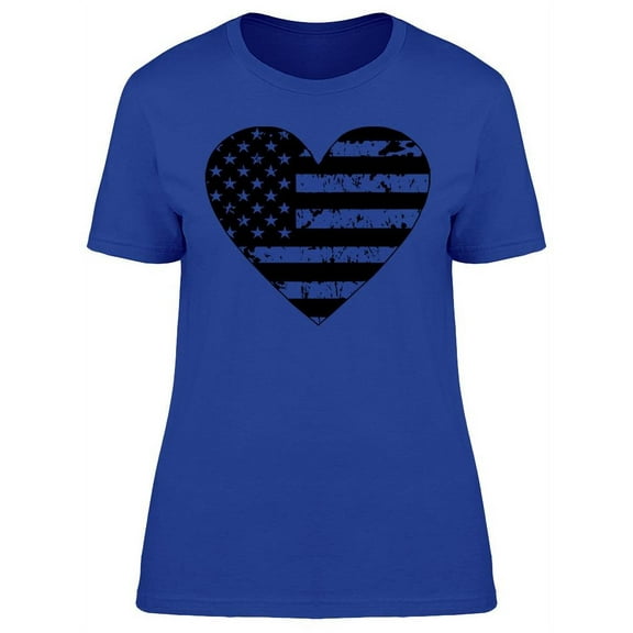 Grunge U.s.a. Flag Black Heart T-Shirt Women -Image by Shutterstock, Female Medium