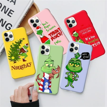 Christmas Grinch Xmas Phone Case for iPhone 13 12 11 Pro 7 8 Plus X XS XR Funda Coque Case for Samsung A30 A50 A70 S20 S10 Plus