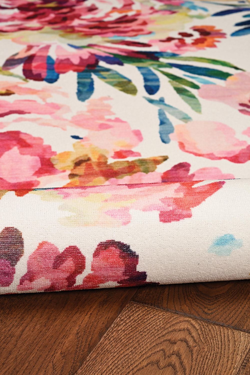 Tapis d'appoint lavable Julian 3 pi x 5 pi framboise et ivoire