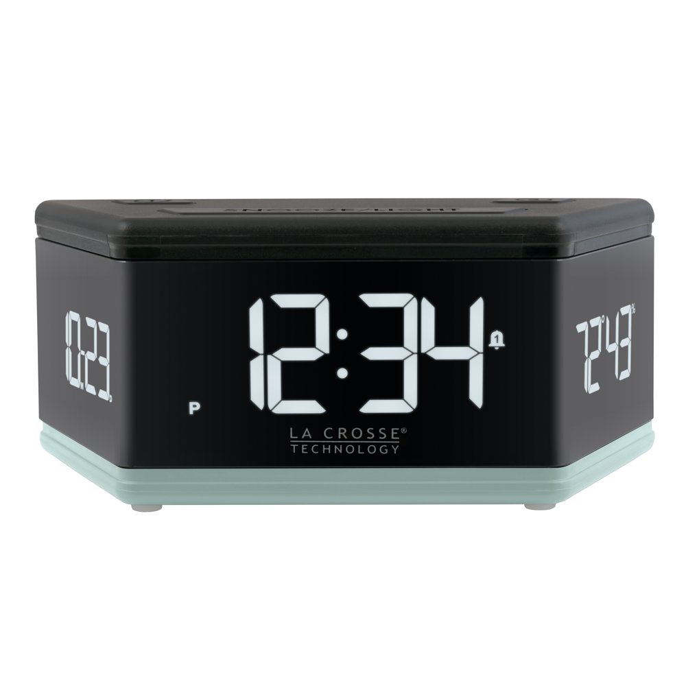 La Crosse Technology 3Sided LED Bedside Alarm Clock Blue Base, 617