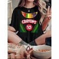 thumbnail image 1 of T-Shirt à Imprimé Graphique Craies de Cire pour Femmes, Col Rond Décontracté Manches Courtes, Tissu Polyester Confortable avec Extensibilité Moyenne, Motif Géométrique, pour Toutes les Saisons, 1 of 8