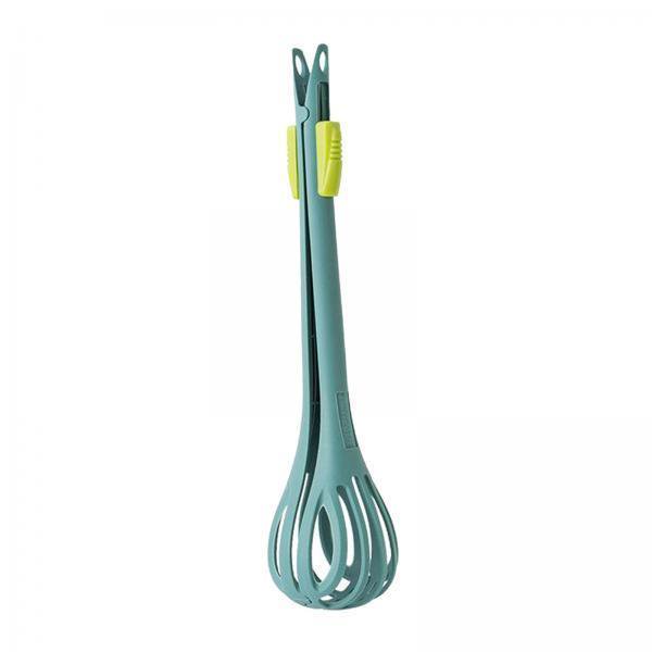 4x Batidor De Huevos 2 En 1 Pinzas Para Alimentos Soporte Para Espumar Huevos Herramienta De Cocina Verde