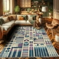 thumbnail image 2 of Ambesonne Mid Century Geometric Decorative Rug Carpet, Squares Vibe, 2' 5" x 5', Violet Champagne Blue, 2 of 5
