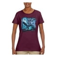 thumbnail image 2 of Owl Flying at Nihght In Front of the Moon Animal Lover Womens Graphic T-Shirt, Maroon, 2XL, 2 of 3