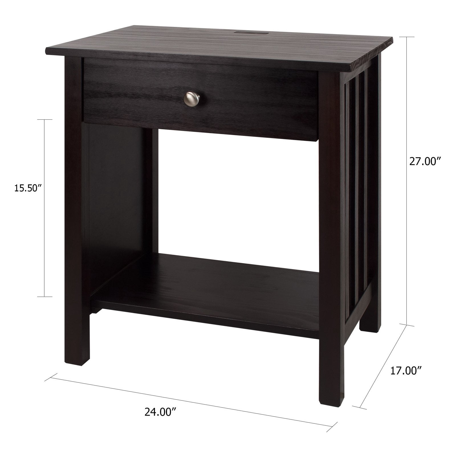 Casual Home Vanderbilt Nightstand with USB Port, Espresso