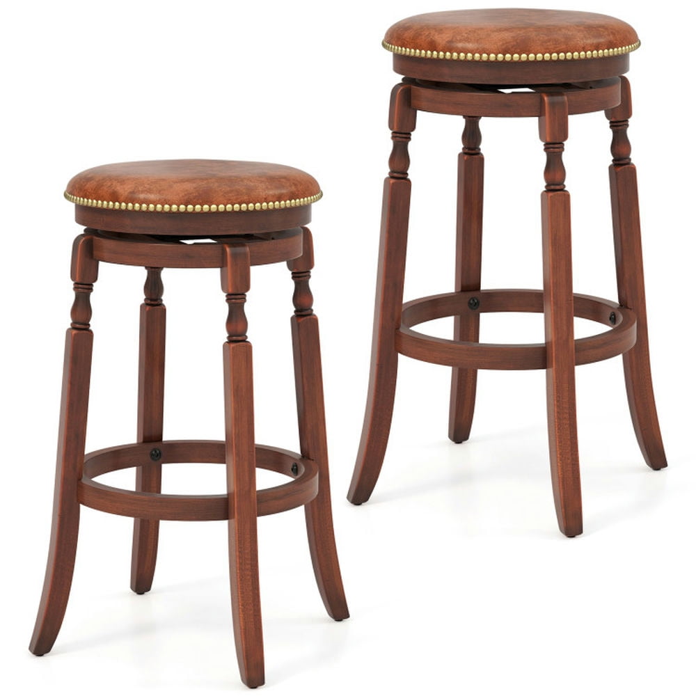 GVN 29 Inch Swivel Bar Stool Set of 2 with Upholstered Seat and Rubber Wood Frame-29 inches, Bar Height Stools, Counter Height Bar Stools for Kitchen, Dining Room GVN 29 Inch Swivel Bar Stool Set of 2 with Upholstered Seat and Rubber Wood Frame-29 inches, Bar Height Stools, Counter Height Bar Stools for Kitchen, Dining Room