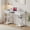 White, variant on Kelno 48 Inch Computer Desk with Storage Shelf 2 Fabric Drawer Vanity Writing Table, Rustic Brown