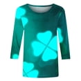 thumbnail image 5 of BLVB Womens St. Patrick's Day Shirts 3/4 Sleeve Crewneck T Shirt Clover Shamrock Tops Casual Vacation Tunic Tee Tops, 5 of 5