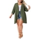 thumbnail image 2 of Cárdigans de mujer plus size Agnes Orinda con mangas de murciélago 3/4 de poliéster, cárdigan casual 4X en verde ejército, 2 of 5