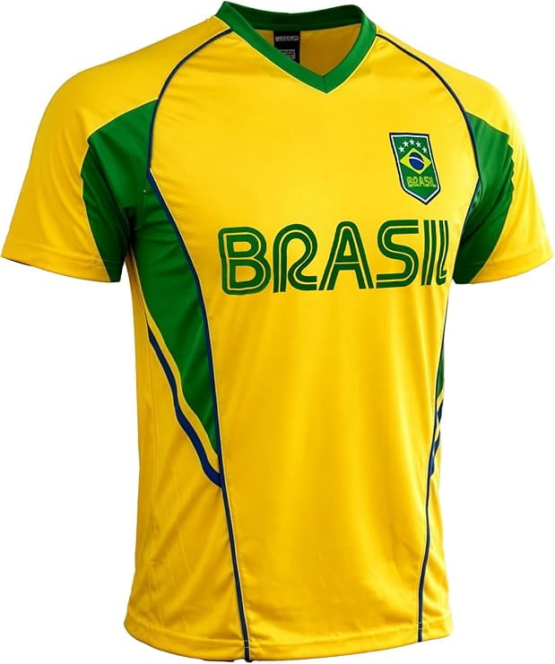 Icon Sports Brazil Soccer Jersey, Yellow/Green, 100% Poly, YXS-XXL