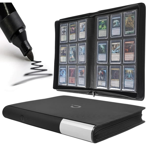 Toploader Binder, Holds 288 Toploaders, 9 Pocket Top Loader Binders with Sleeves for 3" x 4" Rigid Card Holders for Trading Cards or Sports Cards in 3 x 4'' Toploaders - Black