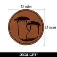 thumbnail image 2 of Eryngii King Oyster Trumpet Mushroom Fungus 2.5" Faux Leather Round Engraved Iron-On Patch - Brown, 2 of 6