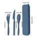 thumbnail image 3 of Set de utensilios de viaje para paja de trigo - Cuchillo y cuchara con tenedor de 4 piezas y estuche • Cubertería portátil para acampada, picnic, oficina • Plástico sin BPA • Naranja, azul, verde, 3 of 6