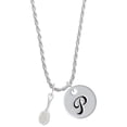 thumbnail image 1 of Delight Jewelry Silvertone 3-D Hair Brush Silvertone Script Initial Disc - P - Charm Necklace, 20"+3", 1 of 4
