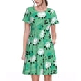 thumbnail image 1 of Lsque Mouton Zzz Imprimé Robe Décontractée pour Femmes T-Shirt Été Manches Courtes Col Rond Robes Évasées, 1 of 6