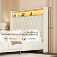thumbnail image 6 of Merluxy LED Queen Bed Frame,Charging Station and Storage Upholstered Headboard/Velvet/Cream, 6 of 8