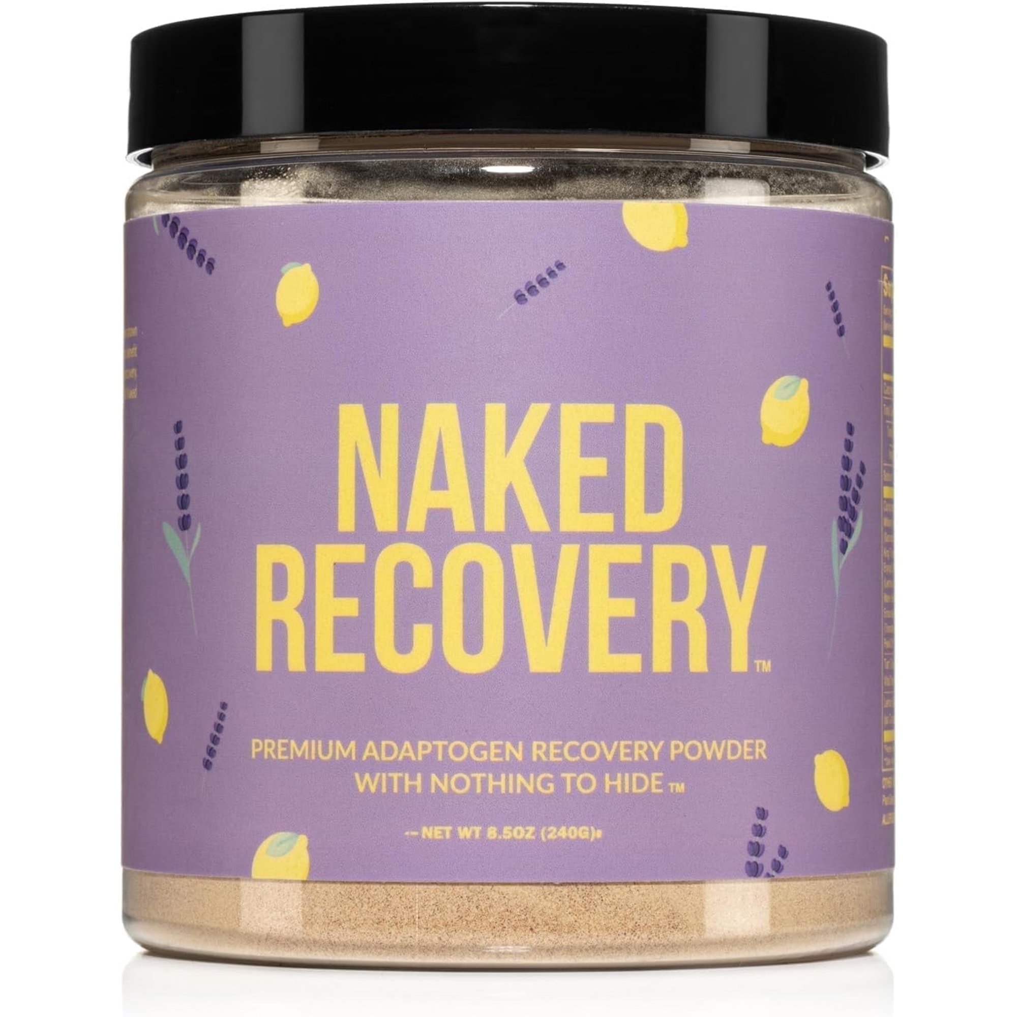 Naked Recovery - Mushroom Supplement Powder - Lions Mane, Cordyceps, Reishi, Tart Cherries, Lemon Balm - Adaptogen Support Formula, Stress Relief, Muscle Recovery - 30 Servings