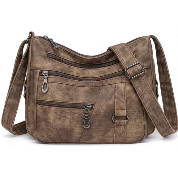 GAEKEAO Crossbody Bags for Women Multi Pocket Leather Cross Body handbags Ladies travel satchel for Everyday