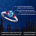 thumbnail image 2 of Gem Stone King 925 Sterling Silver Swiss Blue Topaz and Red Created Ruby Engagement Ring for Women | 1.50 Cttw | Oval 7X5MM | Gemstone November Birthstone | Size 5, 2 of 6