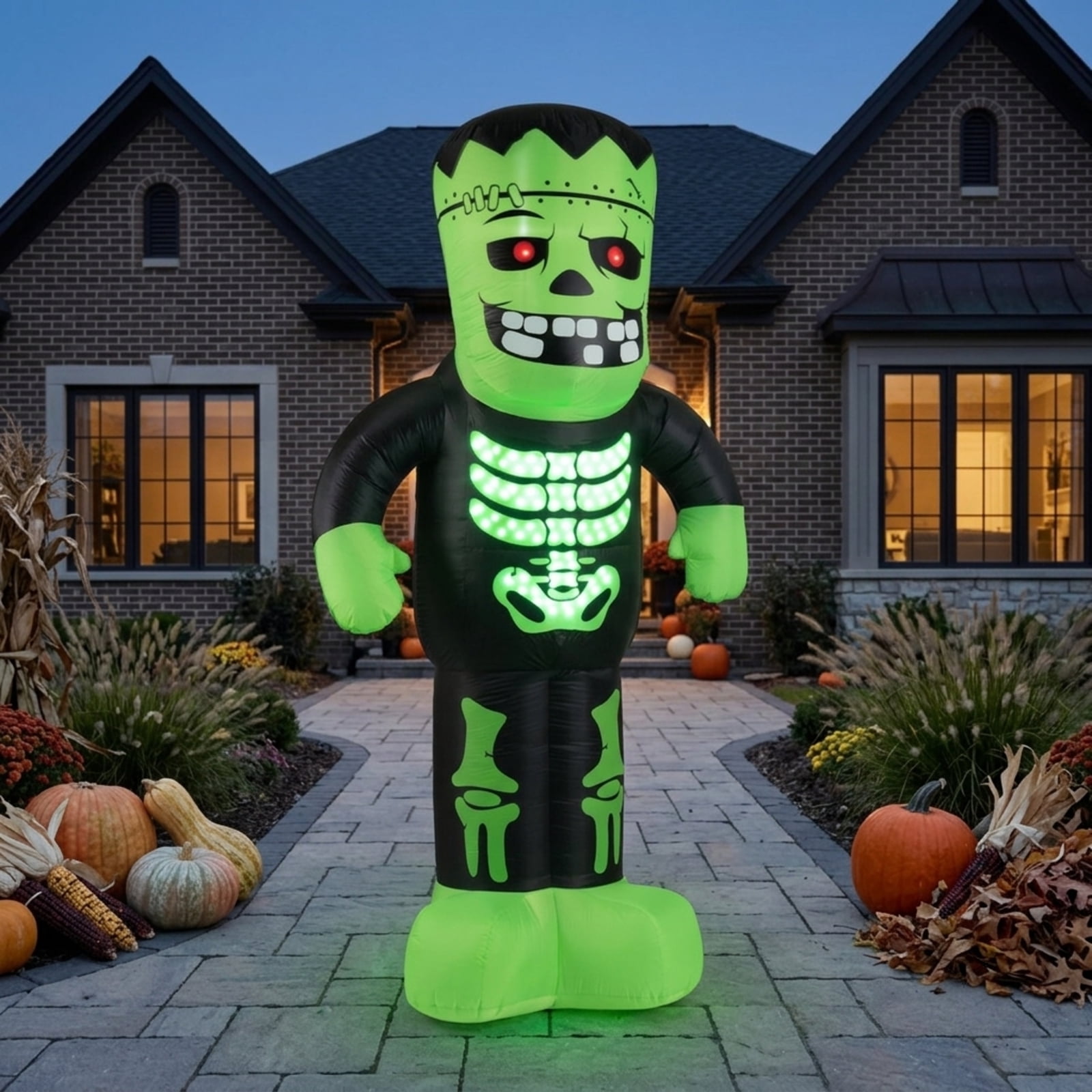 RUIE 8.4 FT Halloween Inflatable Frankenstein, Blow Up LED Lighted Frankenstein Yard Decoration with Stakes for Outdoor Lawn Garden Party