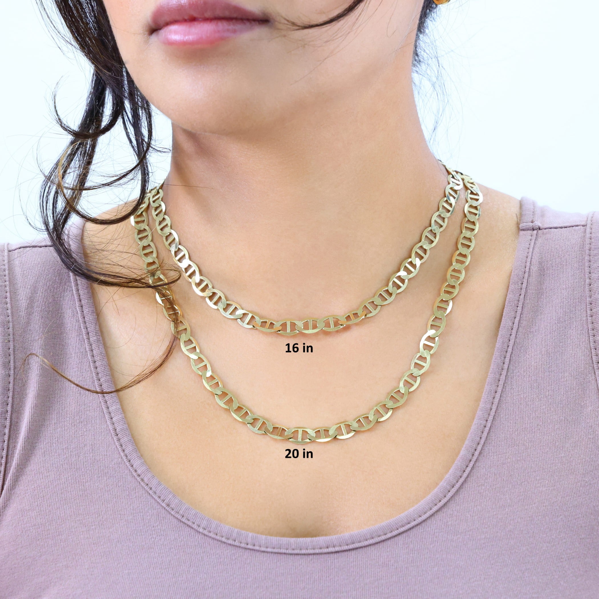 Nuragold 14K Real Yellow Gold Solid Mariner Chain Anchor Link Necklace 16"-26" (2mm-7.5mm) Italian Jewelry for Men & Women