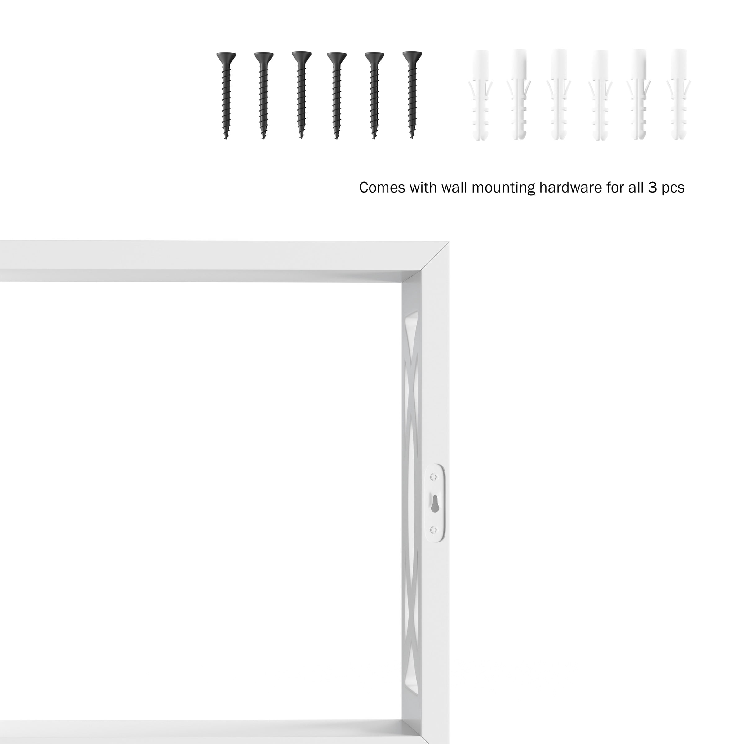 Floating Shelves- Open Cube Wall Shelf Set with Hidden Brackets, 3 Sizes to Display Decor, Photos, More- Hardware Included by Lavish Home (White)