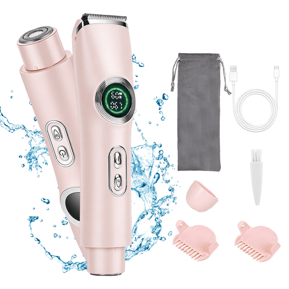 Ni-SHEN 2 in 1 Women's Electric Shaver, IPX7 Waterproof Bikini Trimmer & Facial Hair Remover, Wet/Dry Body Groomer for Legs, Underarms & Face