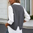 thumbnail image 6 of Unir Womens Vests Casual Solid Cable Knit Crew Neck Cropped Split Hem Polyester Sleeveless Sweater Vest Daily Basic Waistcoat S-XXL Cozy Wear 1Pc, 6 of 7