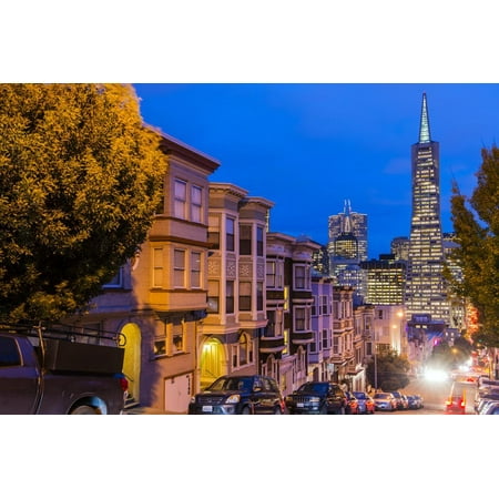 Night View of Downtown Skyline from North Beach District, San Francisco, California, Usa Print Wall Art By Stefano Politi
