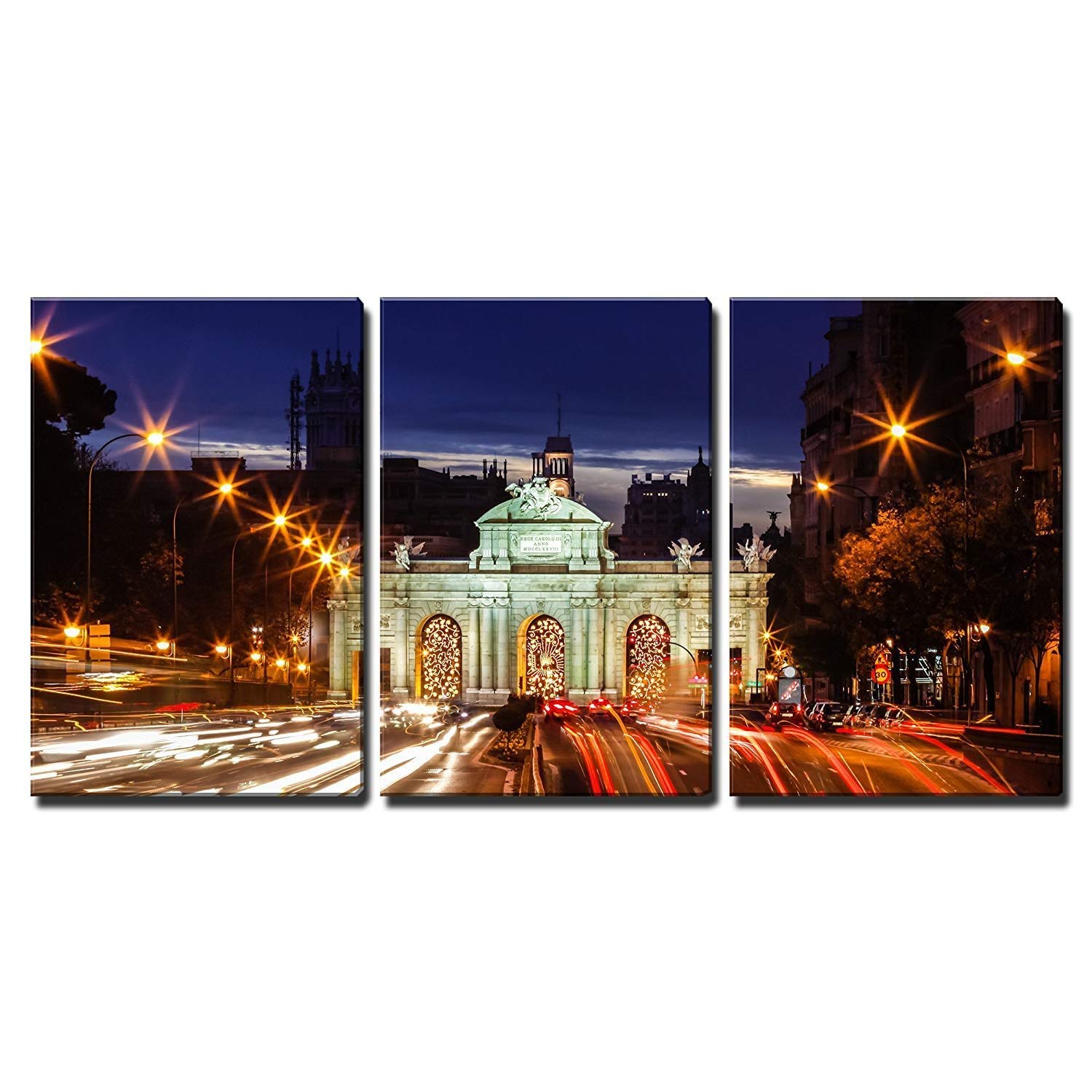 Wall26 3 Piece Canvas Wall Art Monument In The Plaza De La Independencia Independence Square In Madrid Spain Modern Home Decor Stretched And Framed Ready To Hang 16 X24 X3 Panels