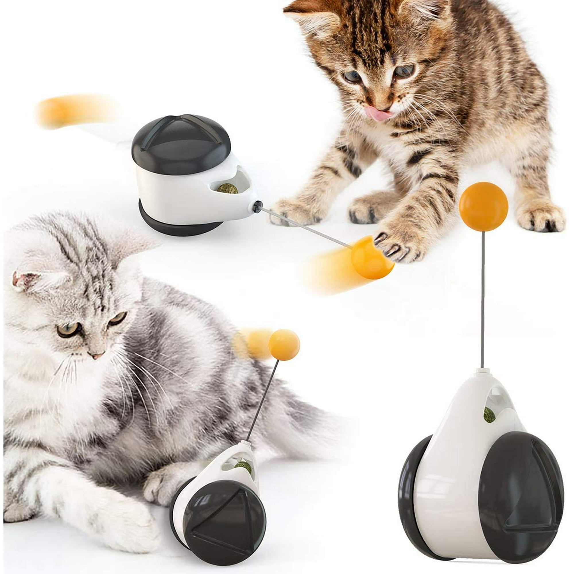 IGUOHAO Interactive Cat Toys Balanced Cat Swing Wand Chaser Training Toy 180 Degree Self Rotating Ball Car Toy with Catnip for Kitten Cats Stimulate Attractive Hunting Instinct for Your Kitty Walmart....