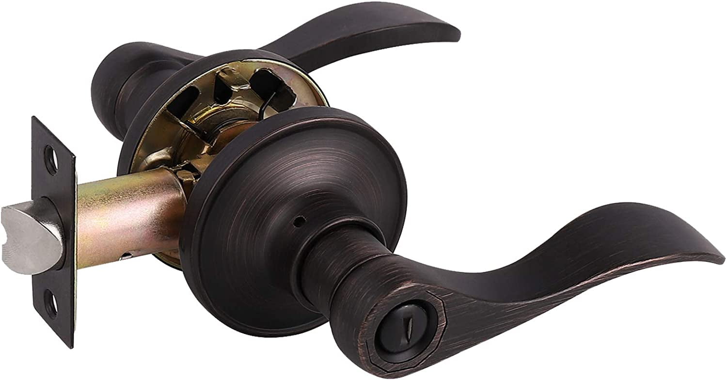 Universal Wave Style Lever Door Knob Handle Pull Lock Privacy for