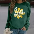 thumbnail image 2 of Arlun Graphic Sweatshirts for Women Cute Flower Pattern Funny Letter Print Oversized Crew Neck Hoodless Sweatshirt Long Sleeve Drop Shoulder Loose Casual Fashion Pullover Tops 2025 Dark Green2 M, 2 of 5