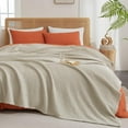 thumbnail image 4 of PHF Ultra Soft Waffle Weave Blanket Twin Size, Washed Lightweight Summer Breathable Blankets for Hot Sleeper, Linen, 66x90 inches, 4 of 8