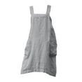 thumbnail image 1 of Delantal de lino y algodón con bolsillos, pechera de cocina, espalda cruzada, regalo Gris, 1 of 9