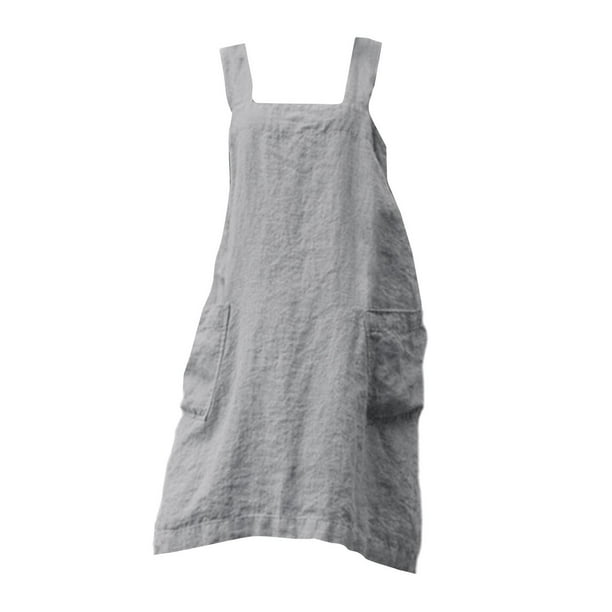 Delantal de lino y algodón con bolsillos, pechera de cocina, espalda cruzada, regalo SG