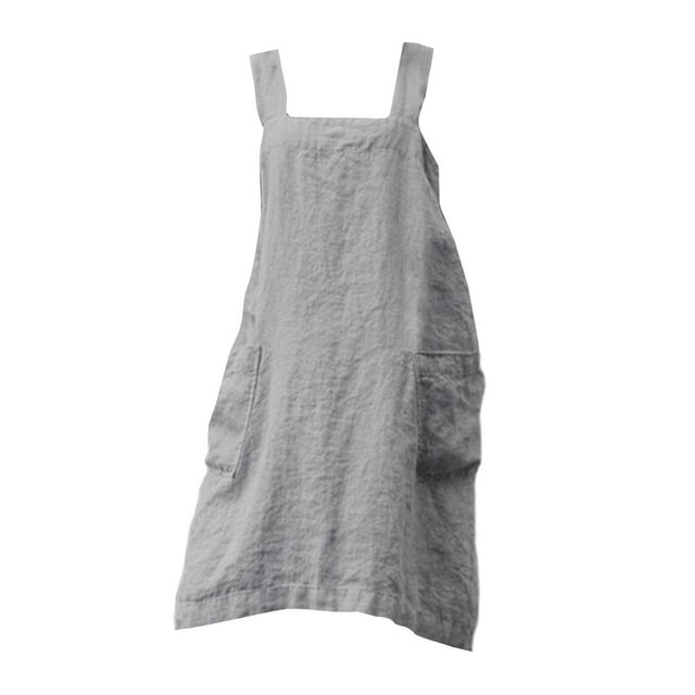 Delantal de cocina con bolsillo grande, pechera de cocina, delantales largos con espalda cruzada para barbacoa Gris