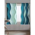 thumbnail image 5 of Sheer Curtains 63 Inch Length 2 Panels Set for Bedroom, Teal Ombre Semi Sheer Curtains for Windows, Abstract Art Moire Ocean Waves Voile Window Treatments Rod Pocket Curtain, 5 of 7