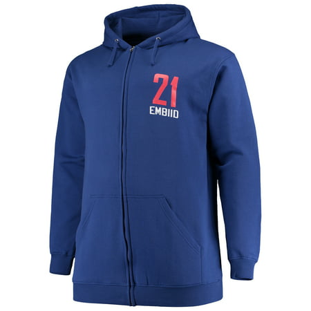 Men's Fanatics Branded Joel Embiid Royal Philadelphia 76ers Big & Tall Player Name & Number Full-Zip Hoodie Jacket