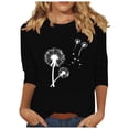 thumbnail image 1 of Plebaso Hauts pour Femmes Manches 3/4 Chemises Imprimées Décontractées Tuniques Col Rond Blouses pour Femmes, 1 of 4