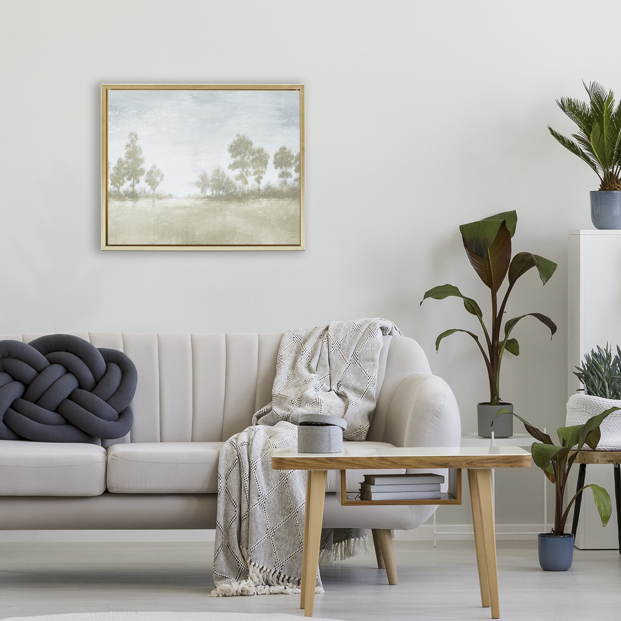 Stupell Industries Soft Distant Valley Landscape Gold Framed Floater Canvas Wall Art, design by Michael Marcon