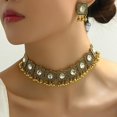 thumbnail image 2 of Vintage Ethnic Jewellery Set for Women Boho Cubic Zirconia Beads Dangle Earring Tassels Choker Necklace Crystal Wedding Party Oxidized Traditional Indian Bollywood Gift Daily Wear Birthday Bff, 2 of 12