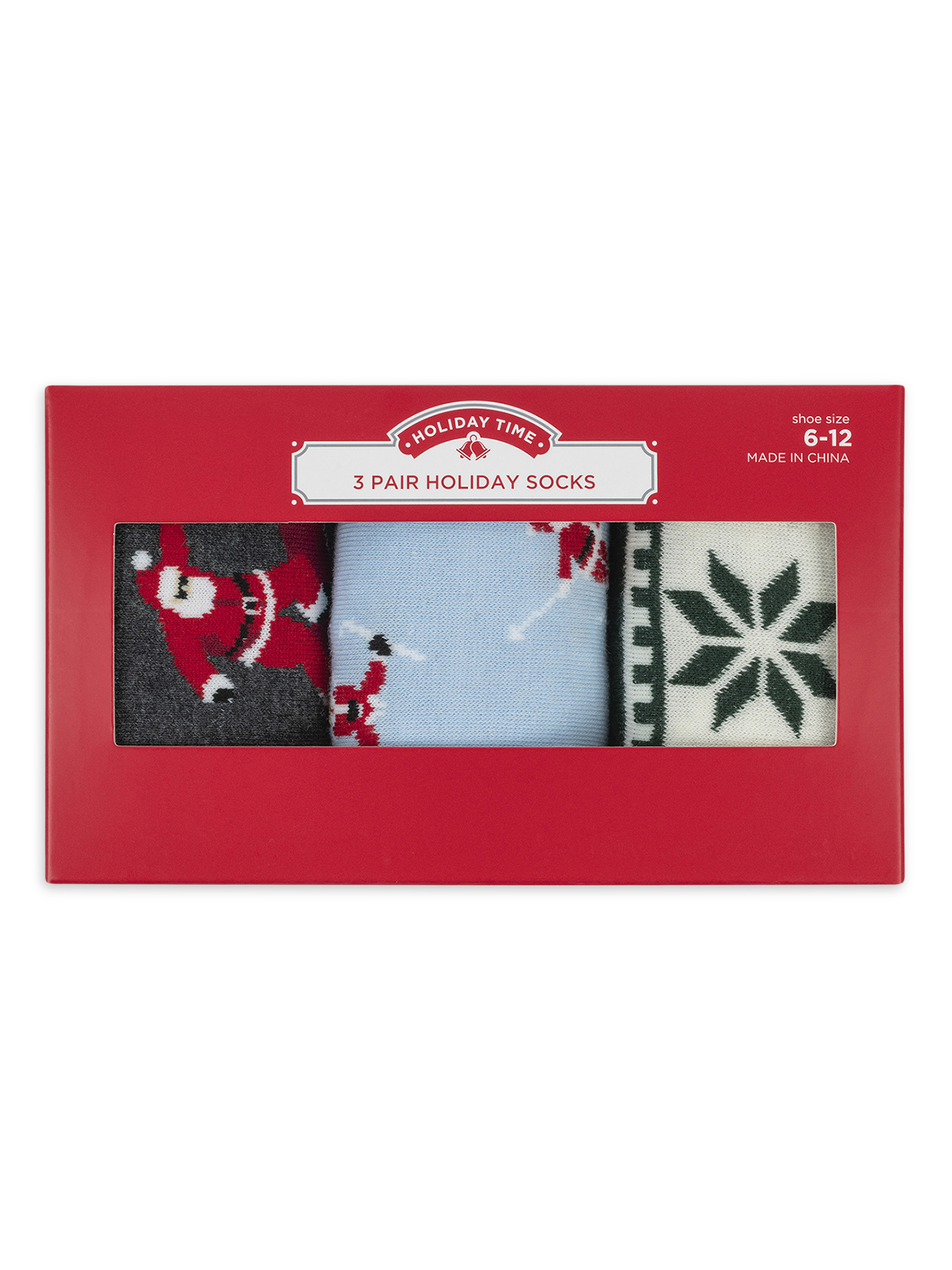 Holiday Time Men's Cotton Crew Sock Gift Box, 3-pack