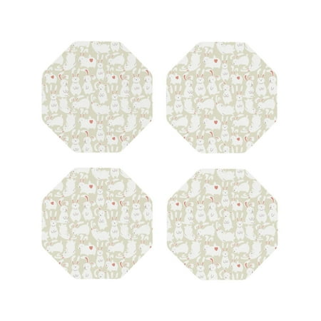 

Tideii White Rabbit for Leather Coasters 4 Pieces Anti-fouling and Anti-scalding Decorative Coasters Suitable for Restaurants Kitchens Coffee Shops-Octagon