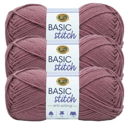 UPC: 0842093138068 | Lion Brand Yarn Basic Stitch Anti Pilling Deco Rose Medium Acrylic Pink Yarn 3 Pack